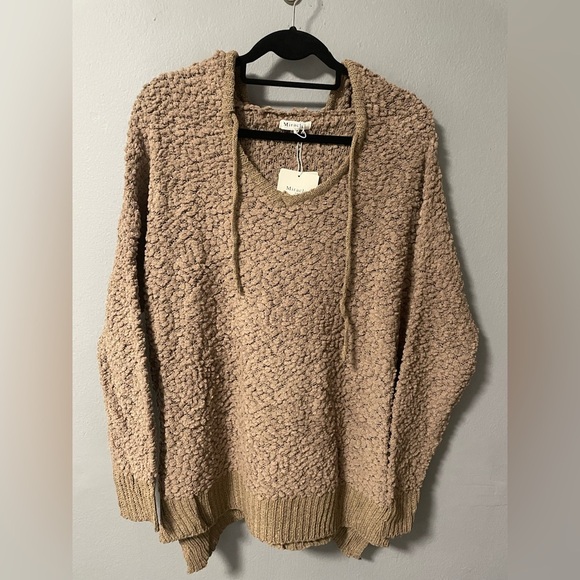 NWT Miracle Popcorn Chenille Brown/Tan Sweater Hoodie. Size M/L - Picture 1 of 7